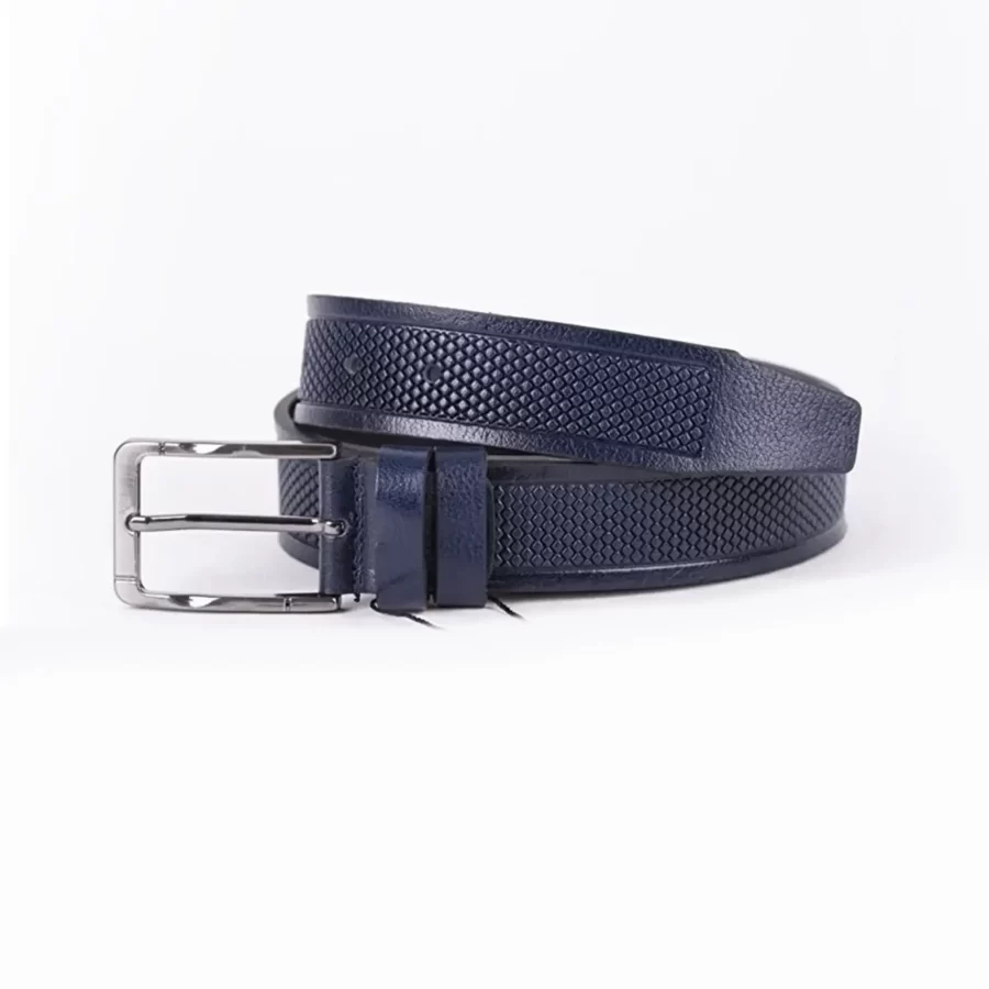 Buy Navy Blue Mens Belt For Suit Laser Cut Leather - LeatherBeltsOnline.com