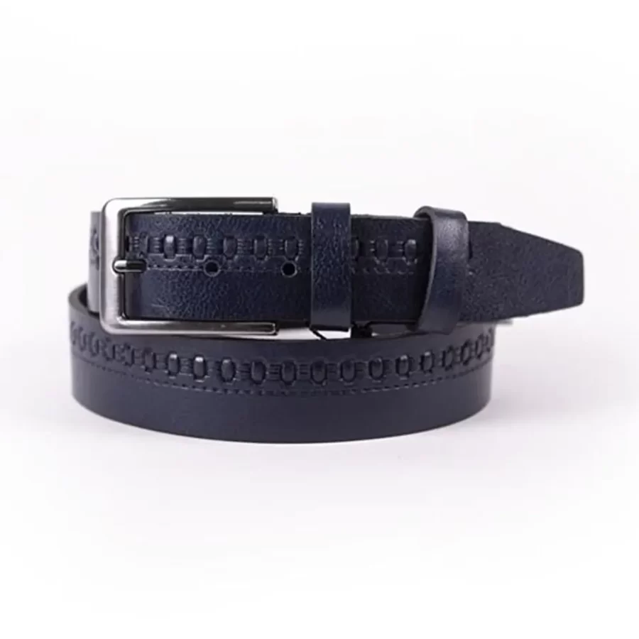 Navy Blue Mens Belt For Suit Mens Belt Dress Brogue Leather ST01031 1