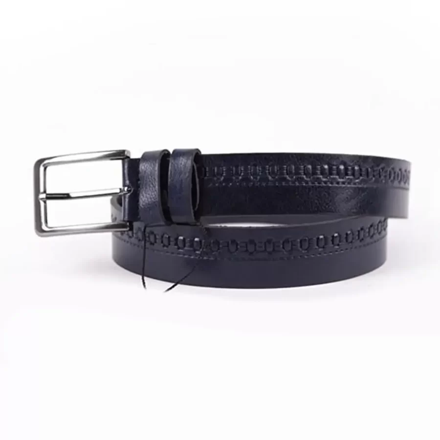 Navy Blue Mens Belt For Suit Mens Belt Dress Brogue Leather ST01031 2