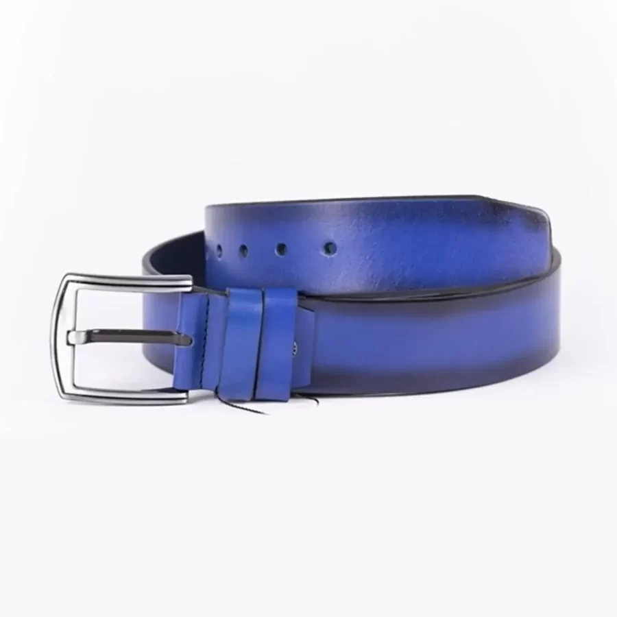 Royal Blue Mens Belt Wide Casual Genuine Leather ST00762 2
