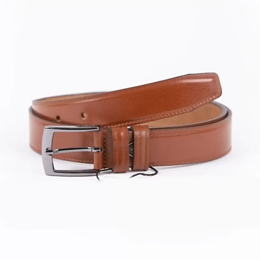 Tan Mens Belt Dress Stitched Genuine Leather ST00803 1