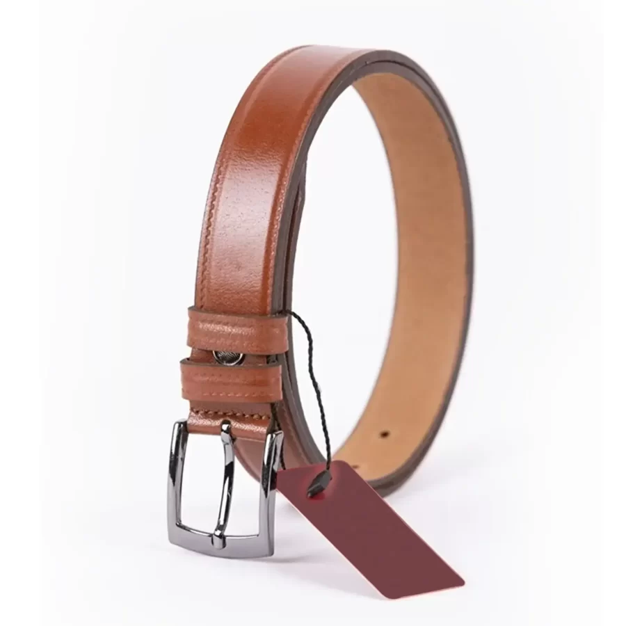 Tan Mens Belt Dress Stitched Genuine Leather ST00803 2