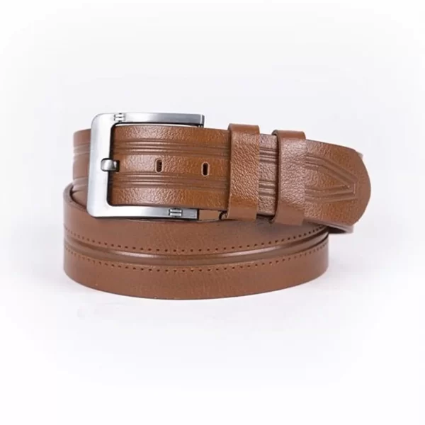 Tan Mens Belt For Jeans Wide Grain Leather ST01286 7