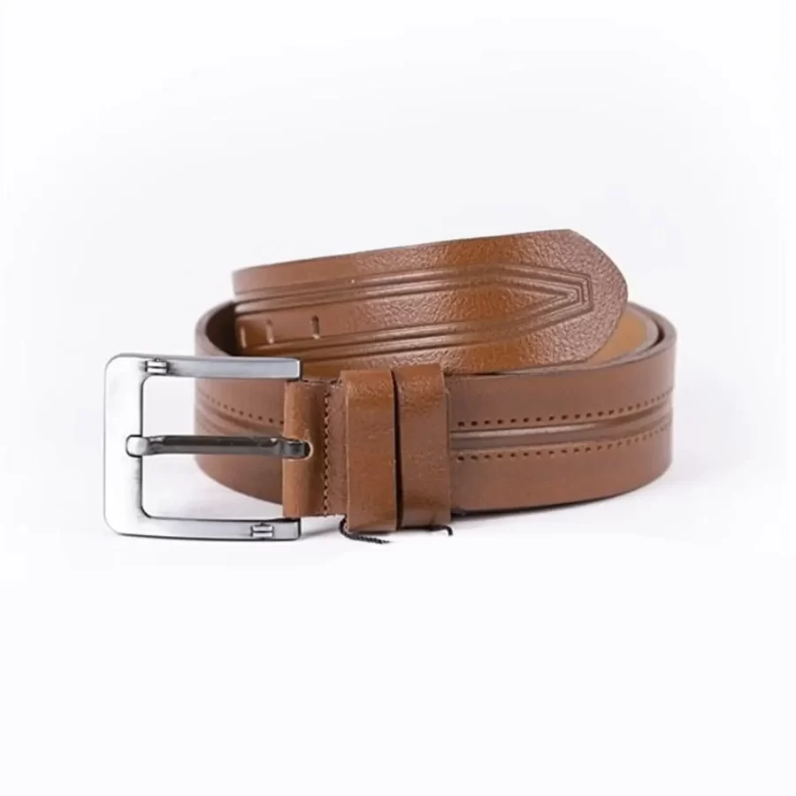 Tan Mens Belt For Jeans Wide Grain Leather ST01286 8