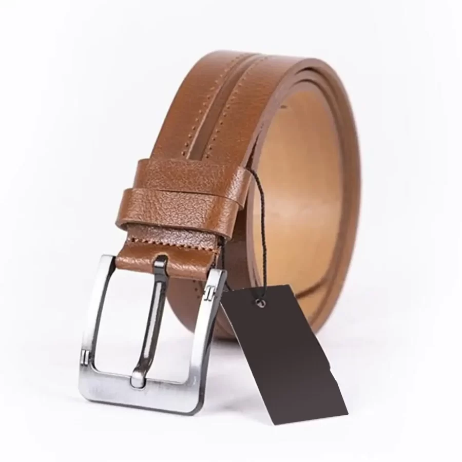 Tan Mens Belt For Jeans Wide Grain Leather ST01286 9