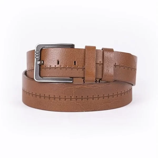 Tan Mens Belt For Jeans Wide Grain Leather ST01290 4