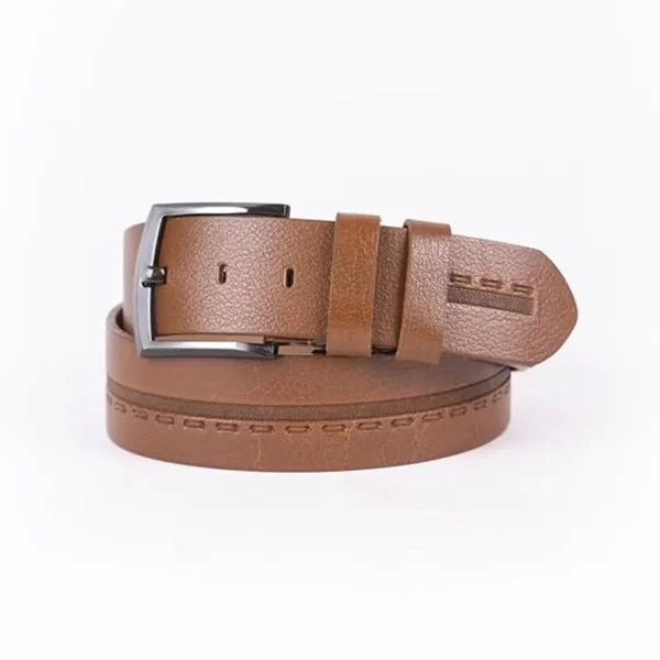 Tan Mens Belt For Jeans Wide Laser Cut Leather ST01272 1