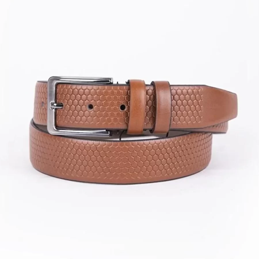 Tan Mens Vegan Leather Belt Dress ST00824 4