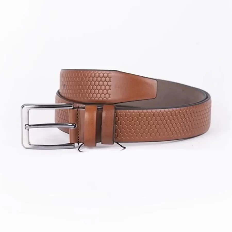 Tan Mens Vegan Leather Belt Dress ST00824 5