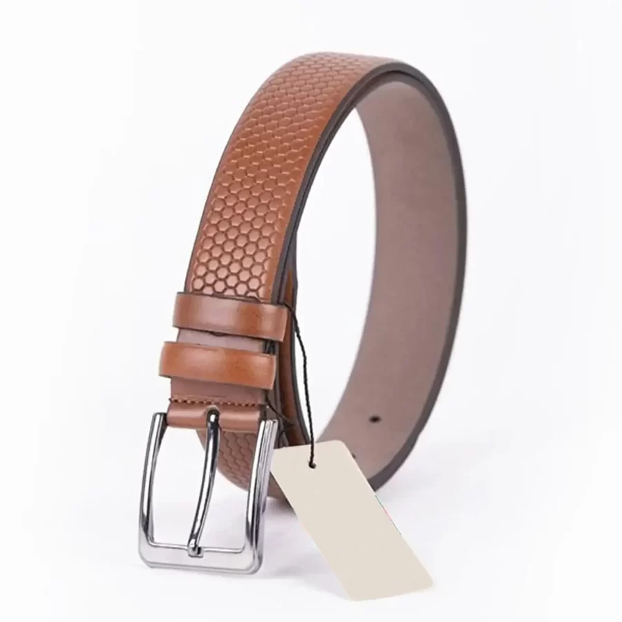 Tan Mens Vegan Leather Belt Dress ST00824 6