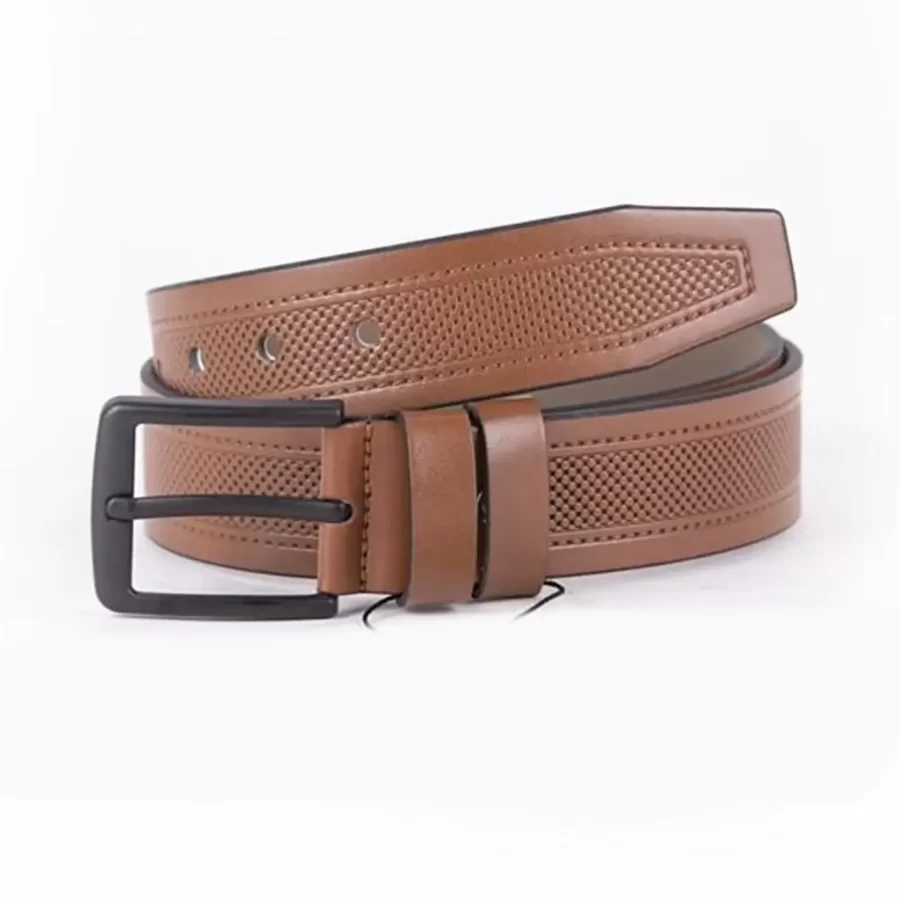 Tan Mens Vegan Leather Belt For Jeans ST00928 2