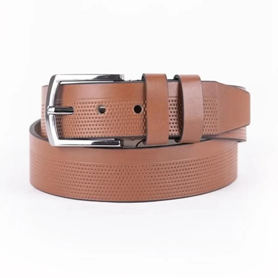 Tan Mens Vegan Leather Belt For Jeans ST00930 1