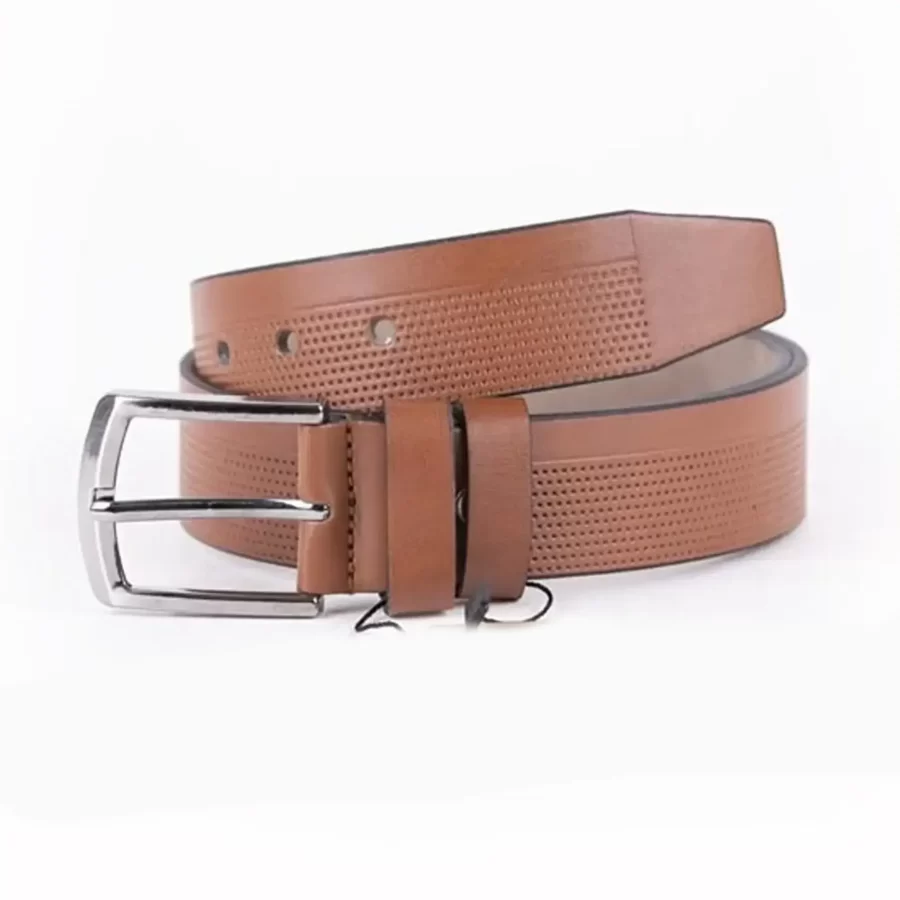 Tan Mens Vegan Leather Belt For Jeans ST00930 2