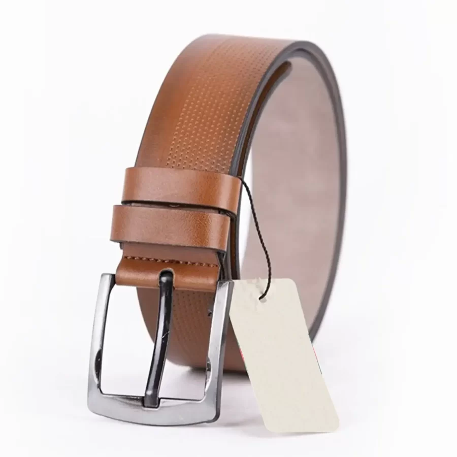 Tan Mens Vegan Leather Belt For Jeans Wide 4 5 cm ST00956 2