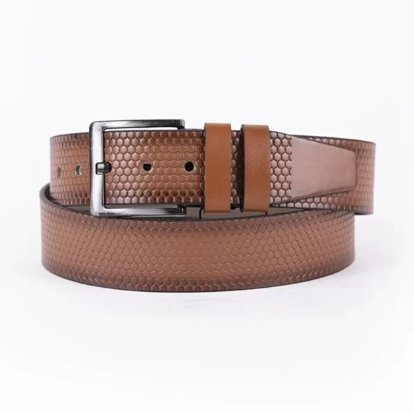 Tan Mens Vegan Leather Belt For Jeans Wide 4 5 cm ST00959 4