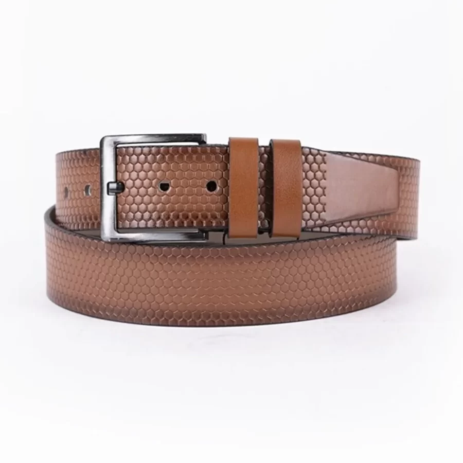 Tan Mens Vegan Leather Belt For Jeans Wide 4 5 cm ST00959 4