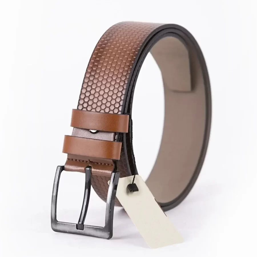 Tan Mens Vegan Leather Belt For Jeans Wide 4 5 cm ST00959 6