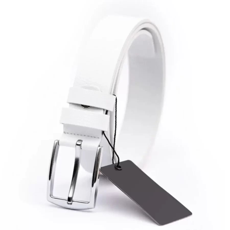 White Mens Belt Dress Genuine Leather 350101 7 3