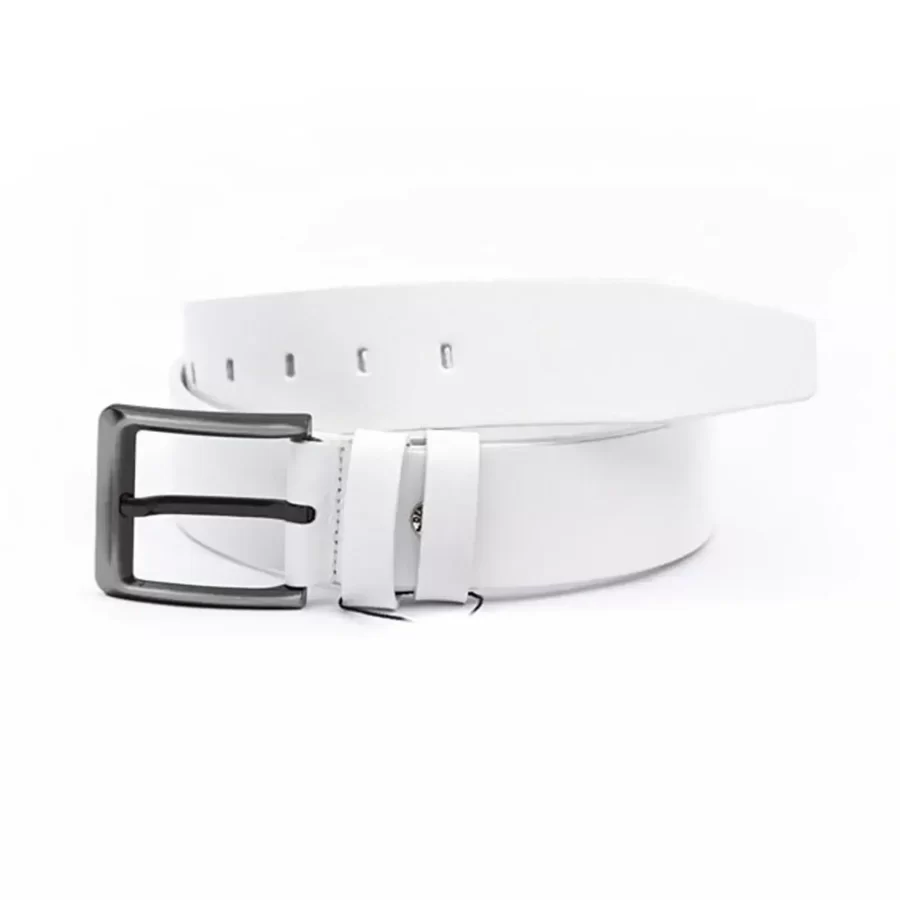 White Mens Belt Wide Casual Genuine Leather ST00041 8