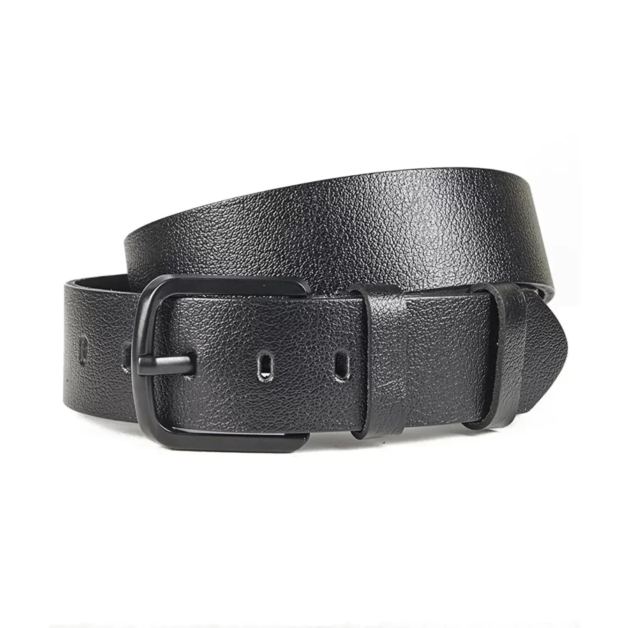 Black Buckle Wide Leather Belt For Jeans PRSBELT430131 8