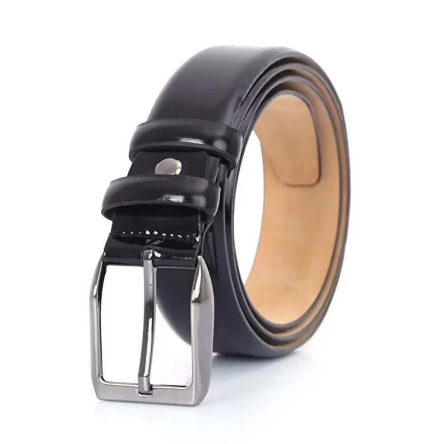 Black Patent Leather Belt Dotted Texture PRSBELTRUGAN 1