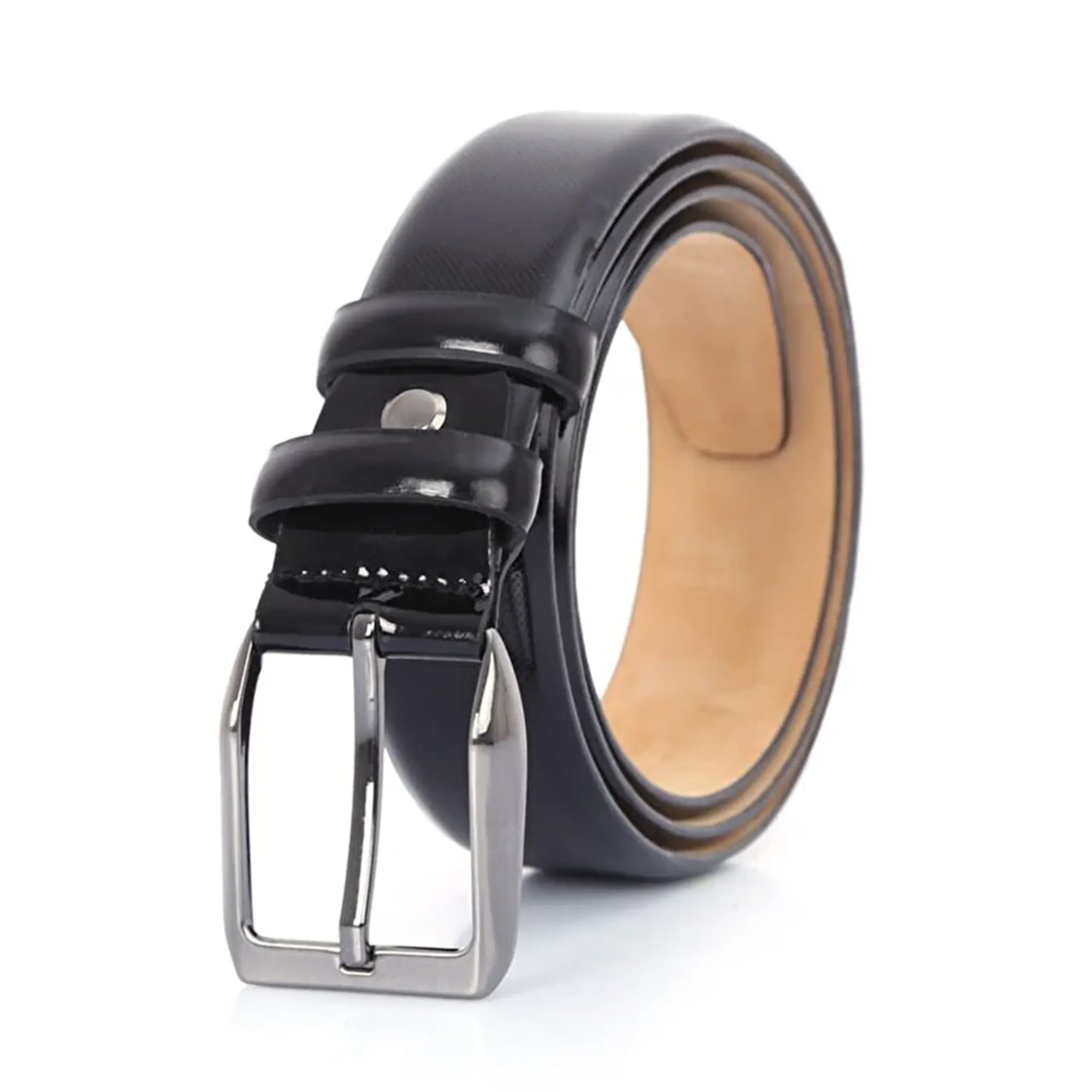 Buy Black Patent Leather Belt Dotted Texture - LeatherBeltsOnline.com