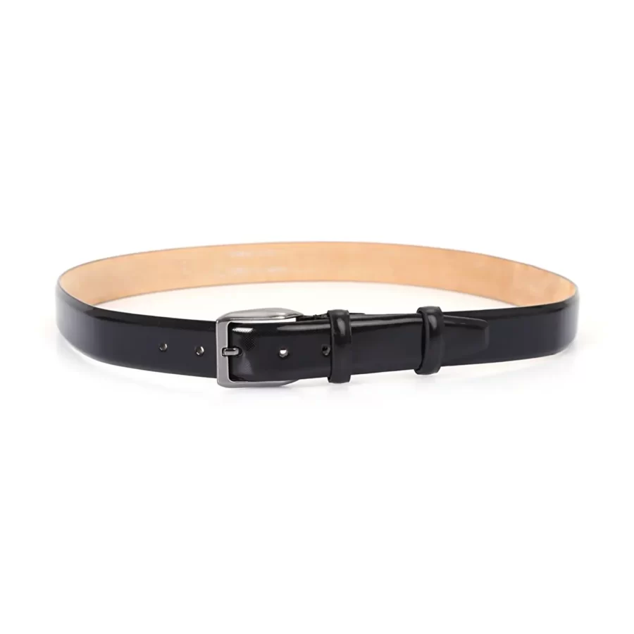 Black Patent Leather Belt Dotted Texture PRSBELTRUGAN 2