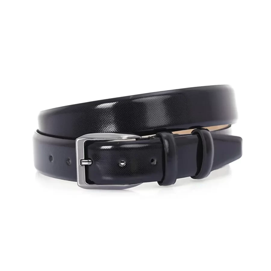 Black Patent Leather Belt Dotted Texture PRSBELTRUGAN 3