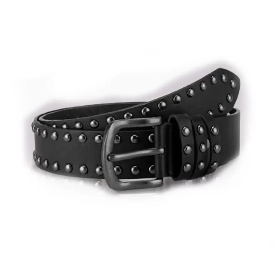 Black Rivet Belt Genuine Leather HBCV00004BYH6D