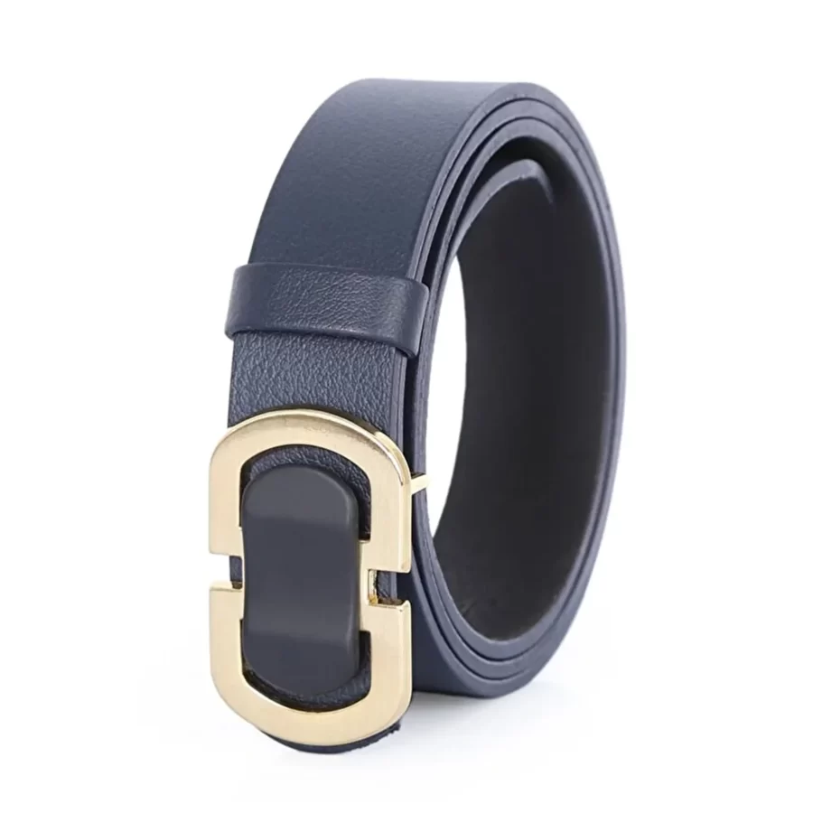 Blue Mens Belt For Jeans Gold Buckle Calfskin PRSBLU38DERSTO 1