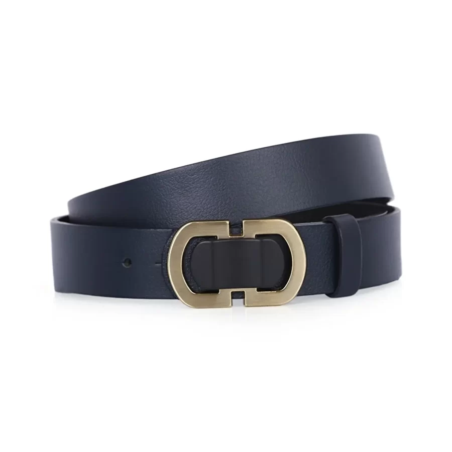 Blue Mens Belt For Jeans Gold Buckle Calfskin PRSBLU38DERSTO 2