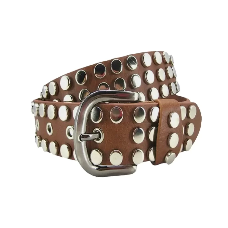 Brown Studded Belt Genuine Leather HBCV00004BYE2R