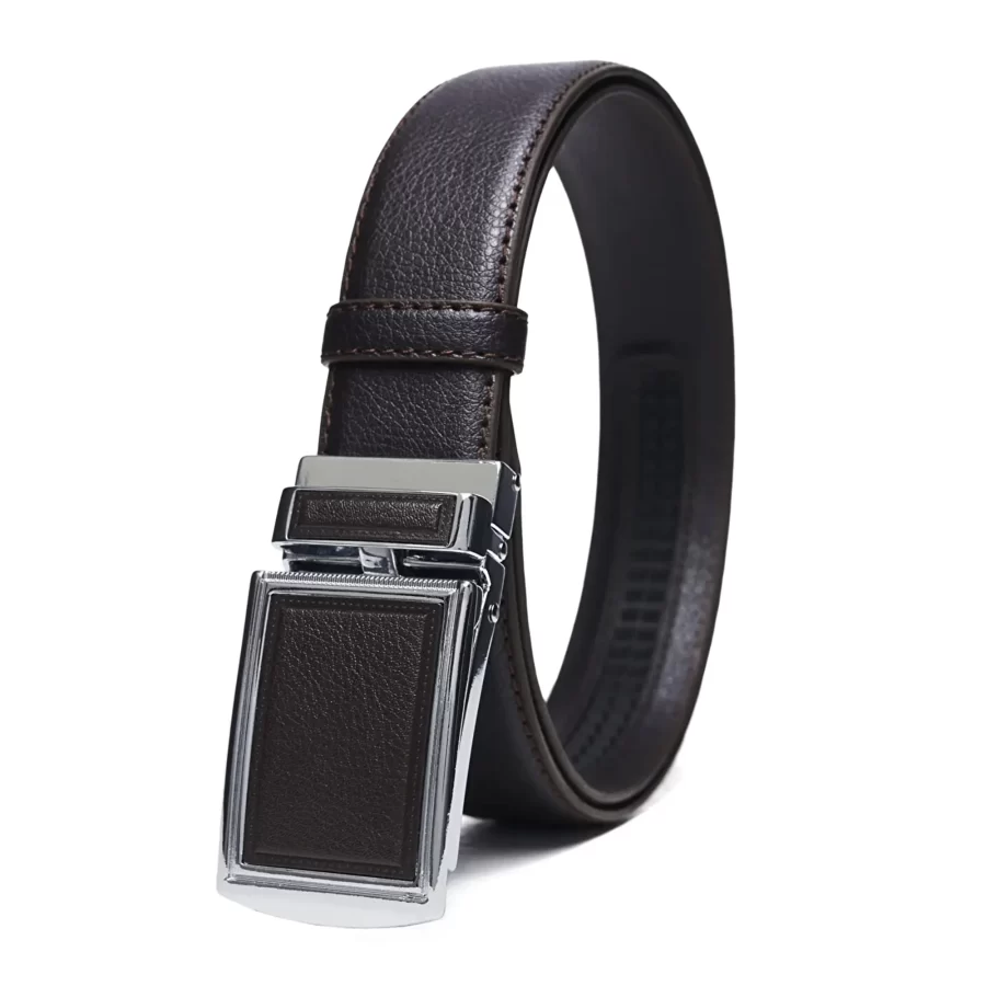 Dark Brown Mens Ratchet Buckle Vegan Belt For Men PRSBELTOTM350101 1