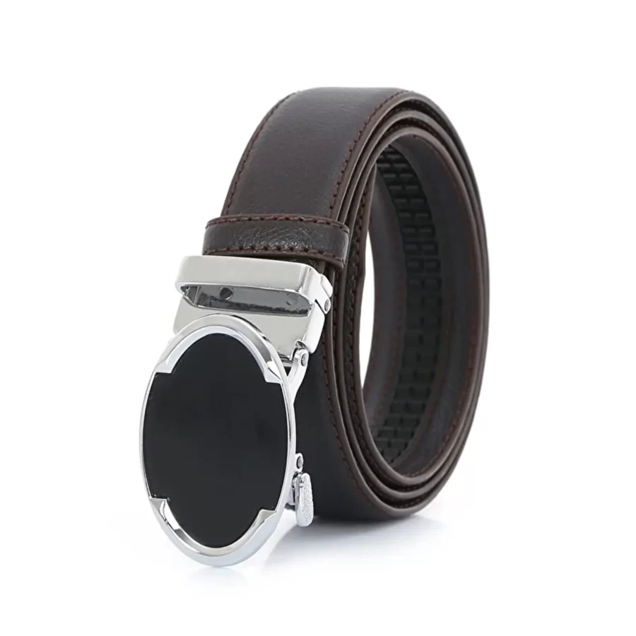 Dark Brown Mens Ratchet Buckle Vegan Belt For Men PRSBELTOTM350301 7