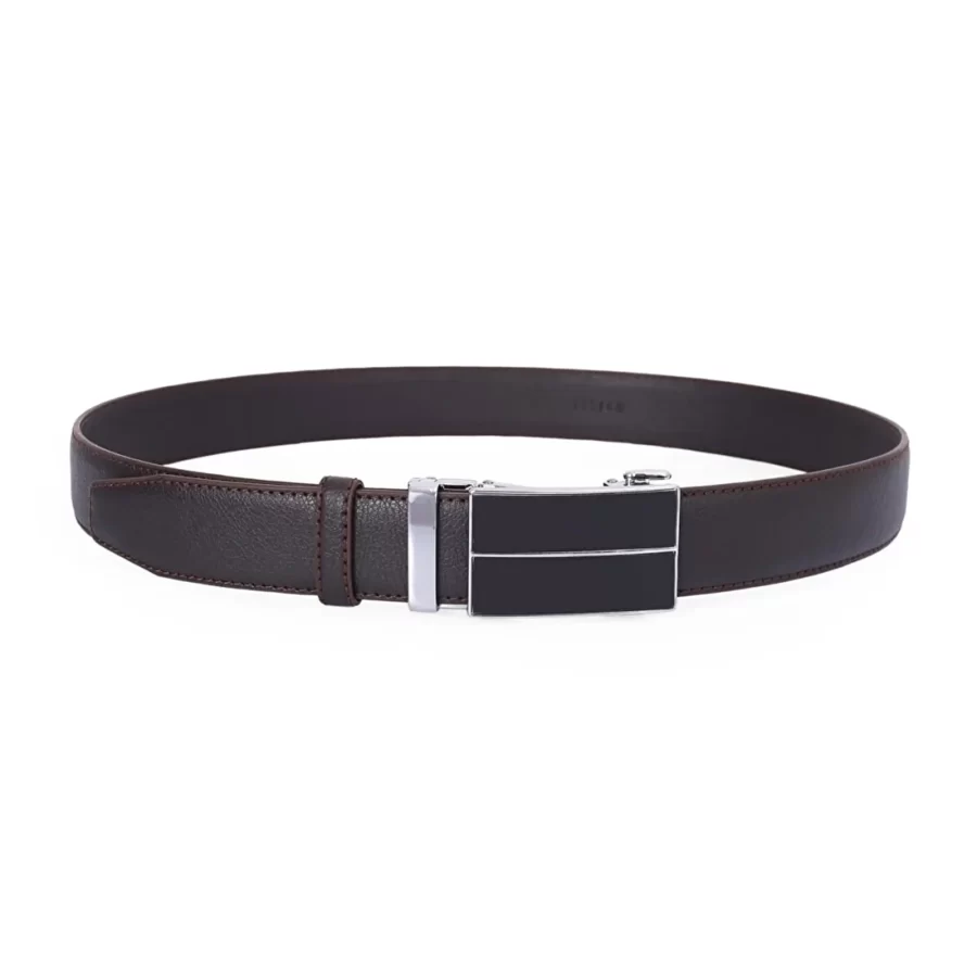 Dark Brown Mens Ratchet Buckle Vegan Belt For Men PRSBELTOTM350330 8