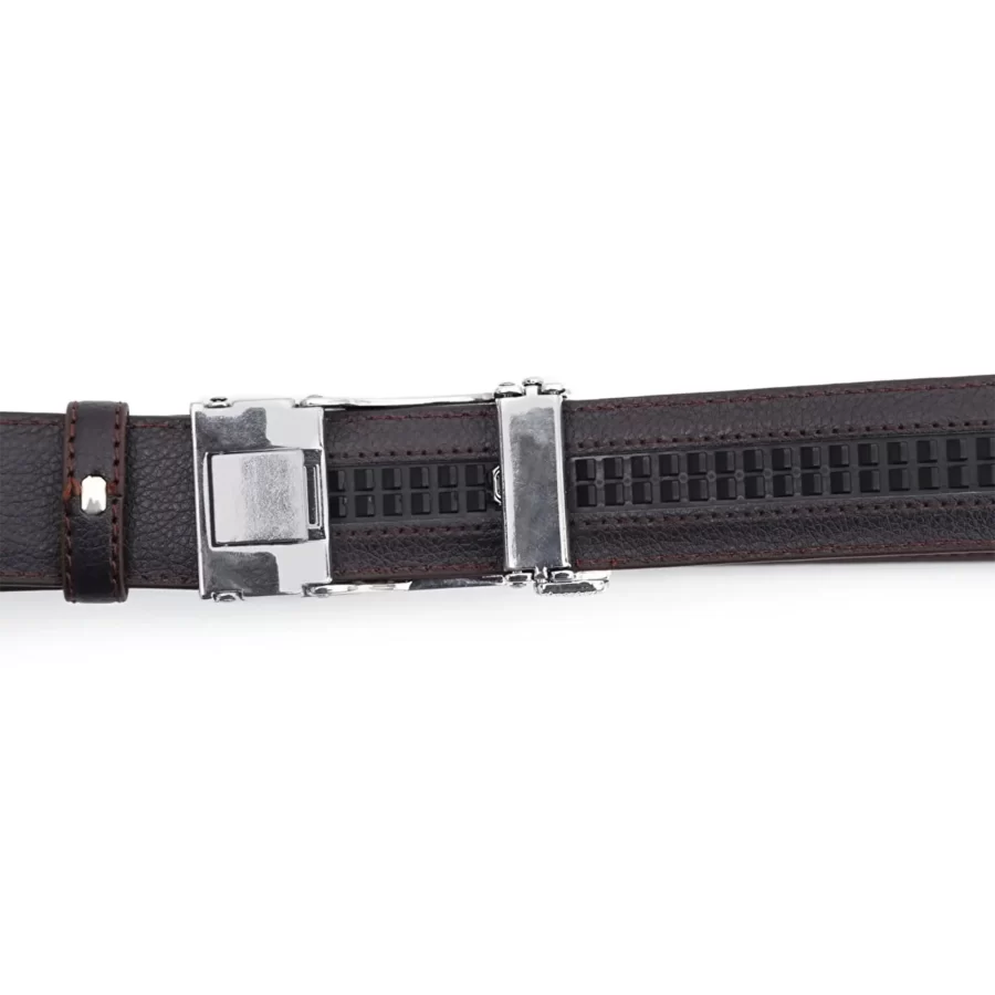 Dark Brown Mens Ratchet Buckle Vegan Belt For Men PRSBELTOTM350330 9