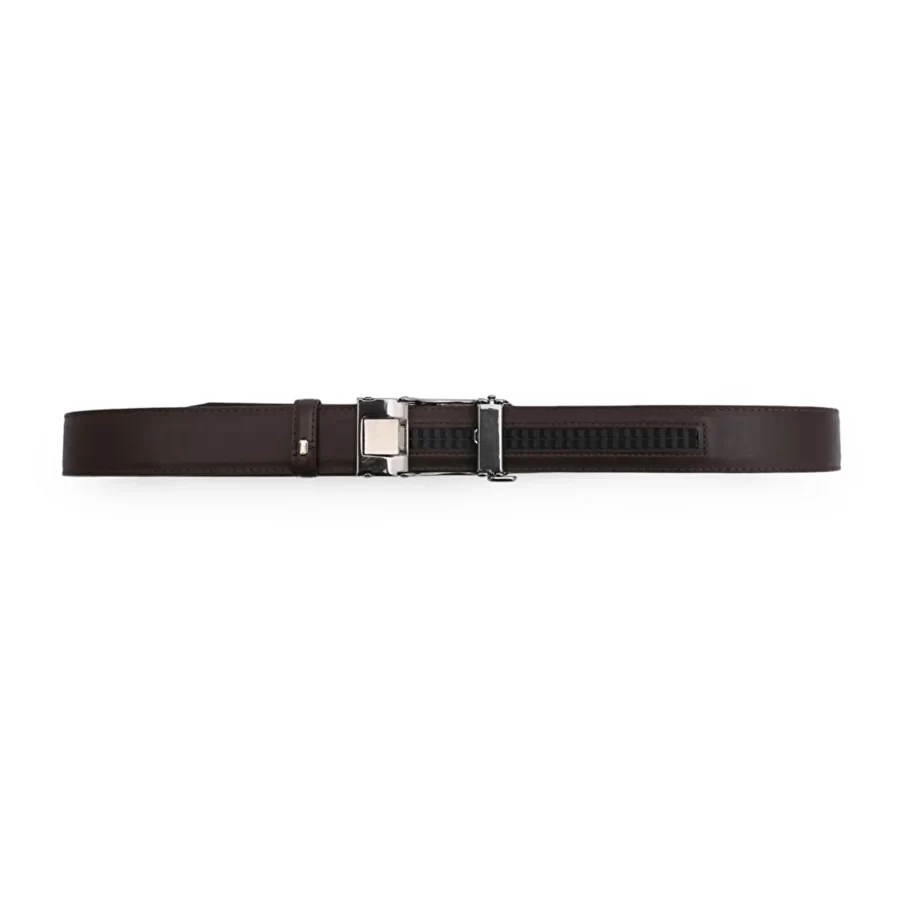 Dark Brown Mens Ratchet Buckle Vegan Belt For Men PRSBELTOTM350701 11