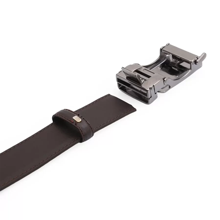 Dark Brown Mens Ratchet Buckle Vegan Belt For Men PRSBELTOTM350701 12