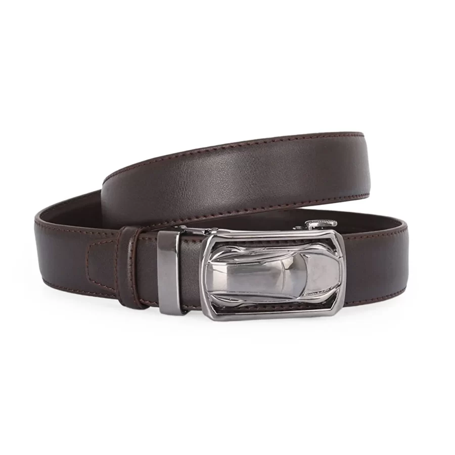 Dark Brown Mens Ratchet Buckle Vegan Belt For Men PRSBELTOTM350701 8