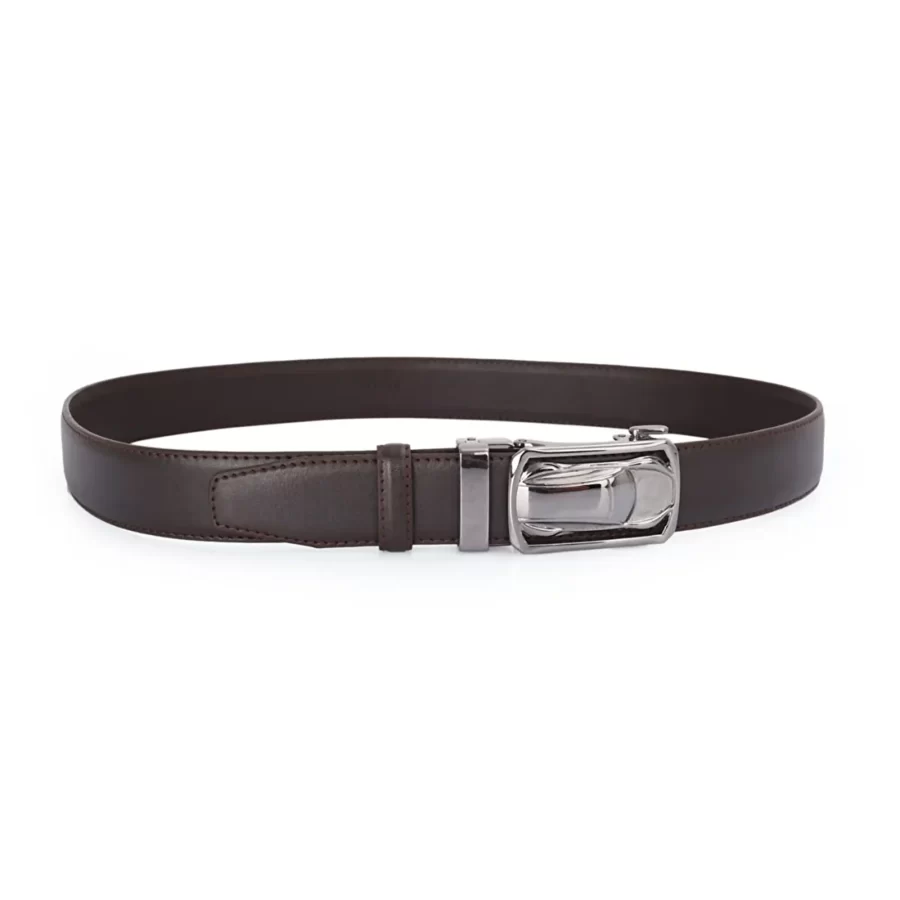 Dark Brown Mens Ratchet Buckle Vegan Belt For Men PRSBELTOTM350701 9