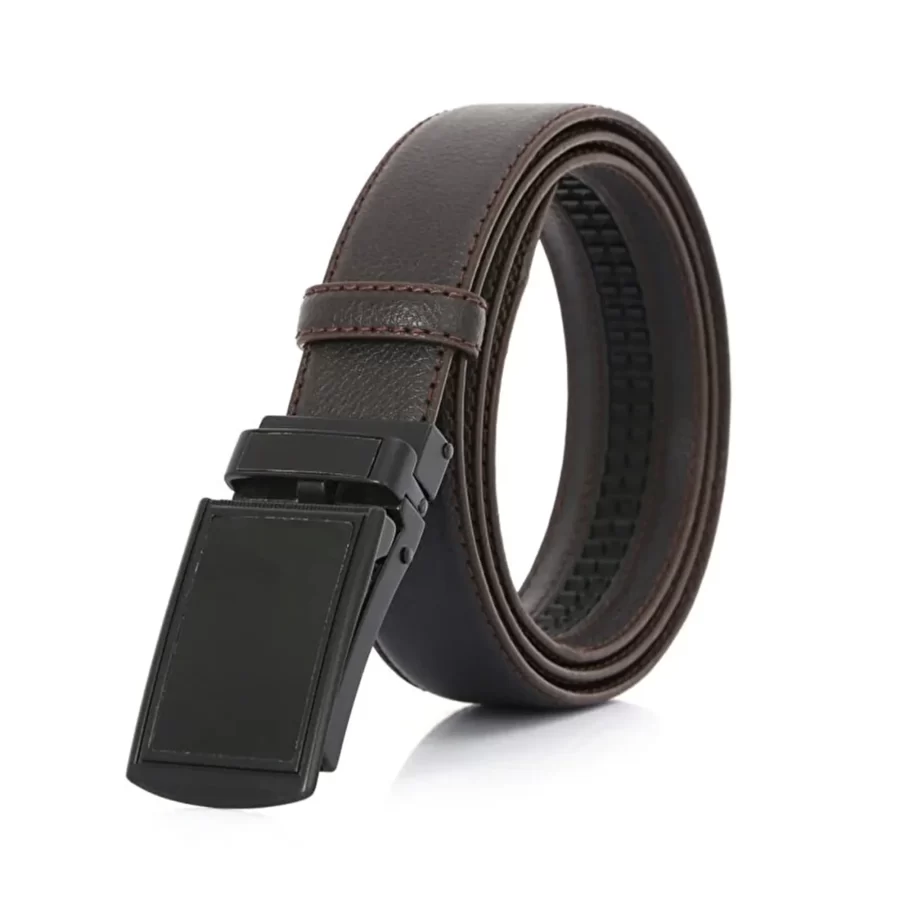 Dark Brown Mens Ratchet Buckle Vegan Belt For Men PRSBELTOTM350901 1