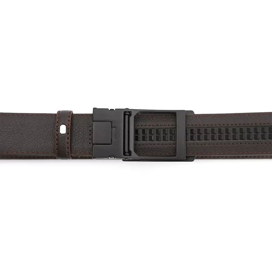 Dark Brown Mens Ratchet Buckle Vegan Belt For Men PRSBELTOTM350901 5