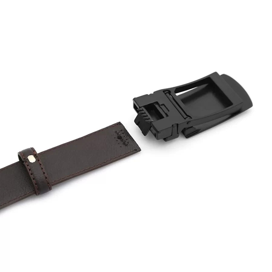 Dark Brown Mens Ratchet Buckle Vegan Belt For Men PRSBELTOTM350901 6