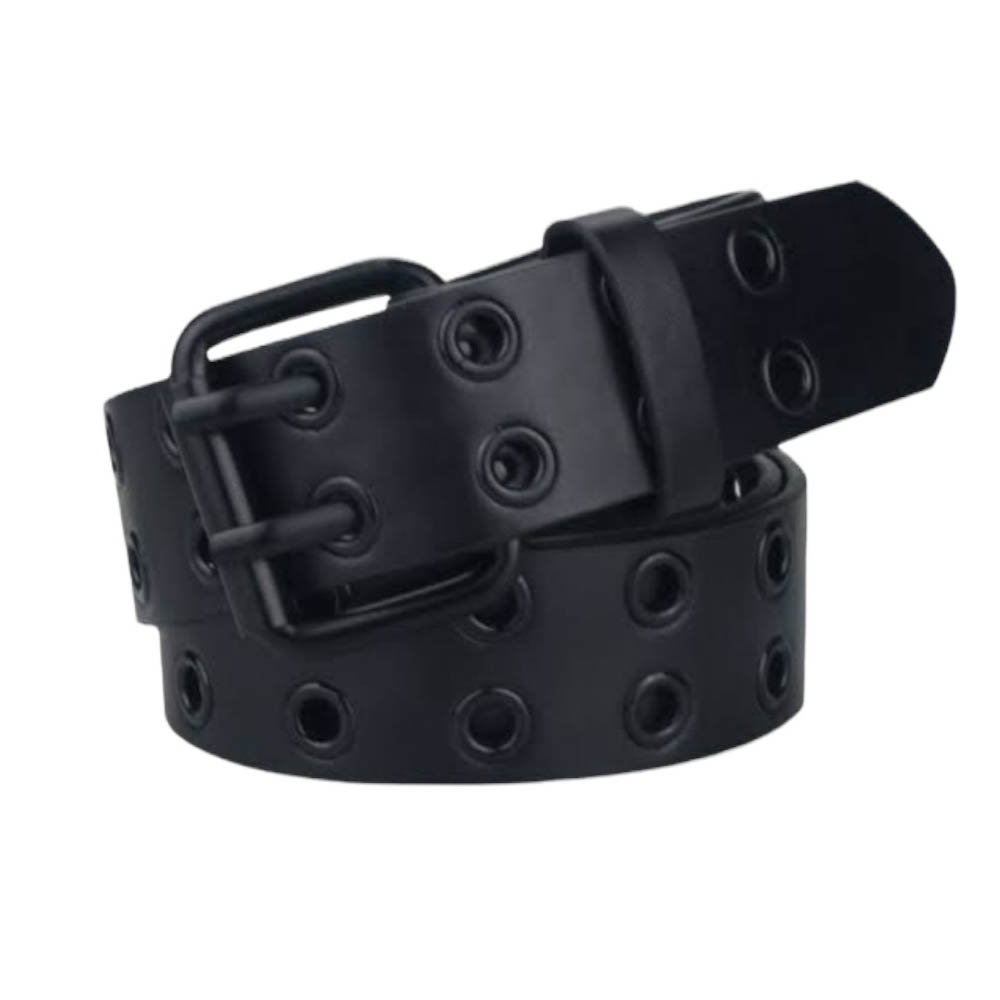 Buy Double Grommet Belt Black Leather - LeatherBeltsOnline.com