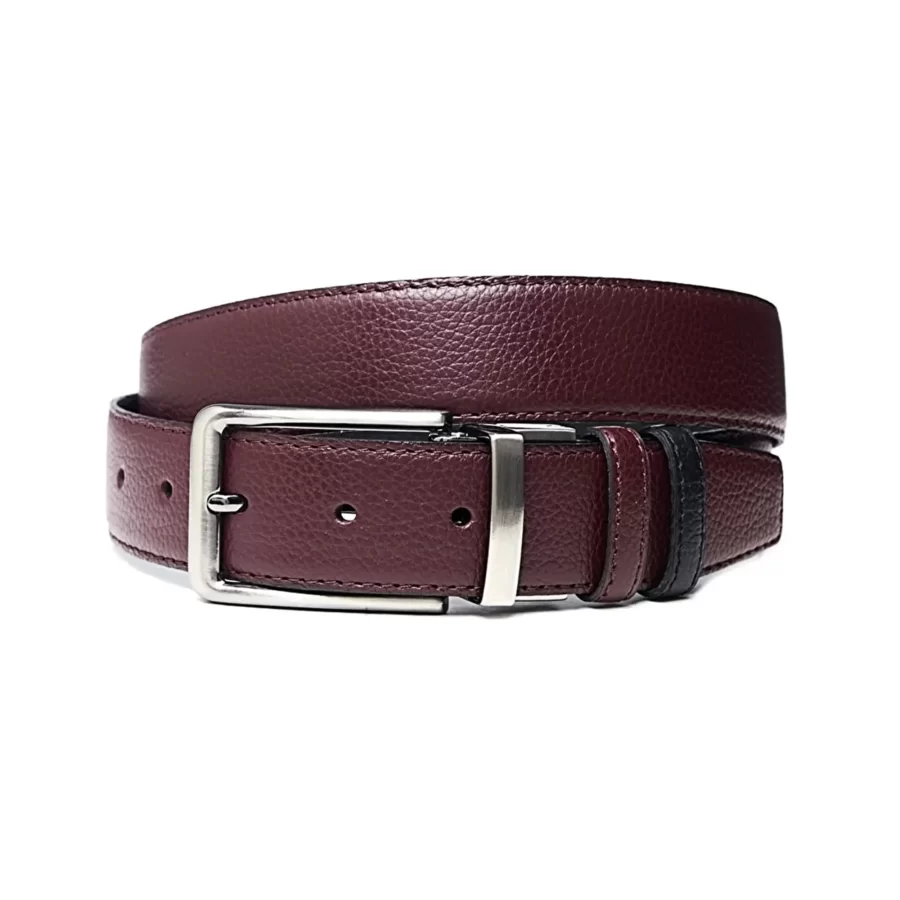 Double Sided Belt Mens Burgundy Calf Skin Leather PRSBELT35D66001 0