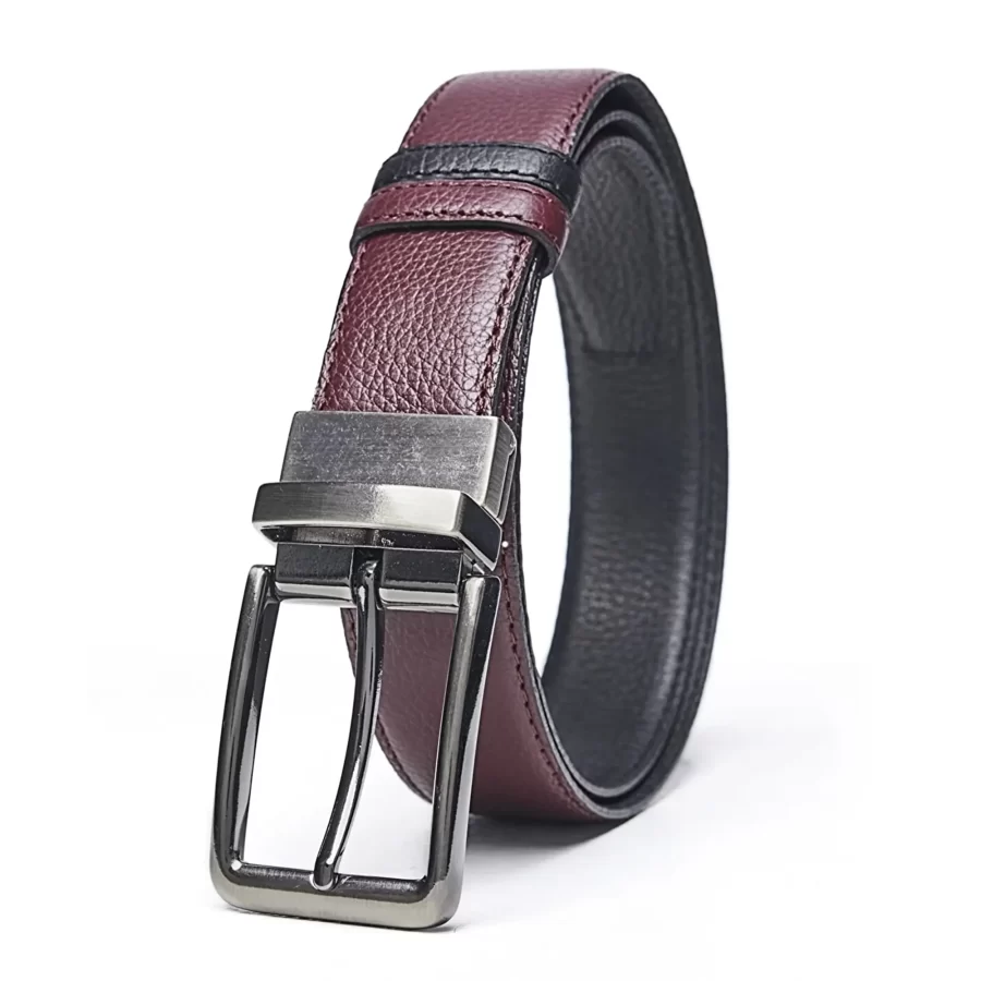 Double Sided Belt Mens Burgundy Calf Skin Leather PRSBELT35D66001 20