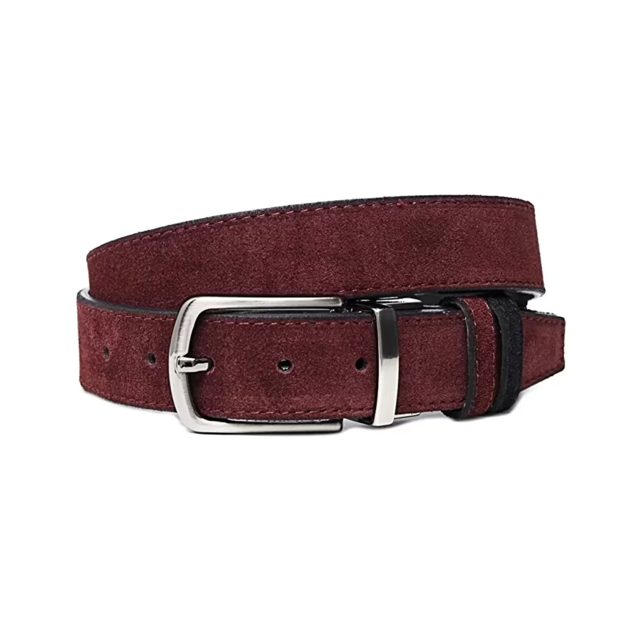 Double Sided Belt Mens Burgundy Suede Suede Leather 0 BRGREV35PRSDRSTO