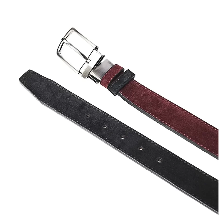 Double Sided Belt Mens Burgundy Suede Suede Leather 13