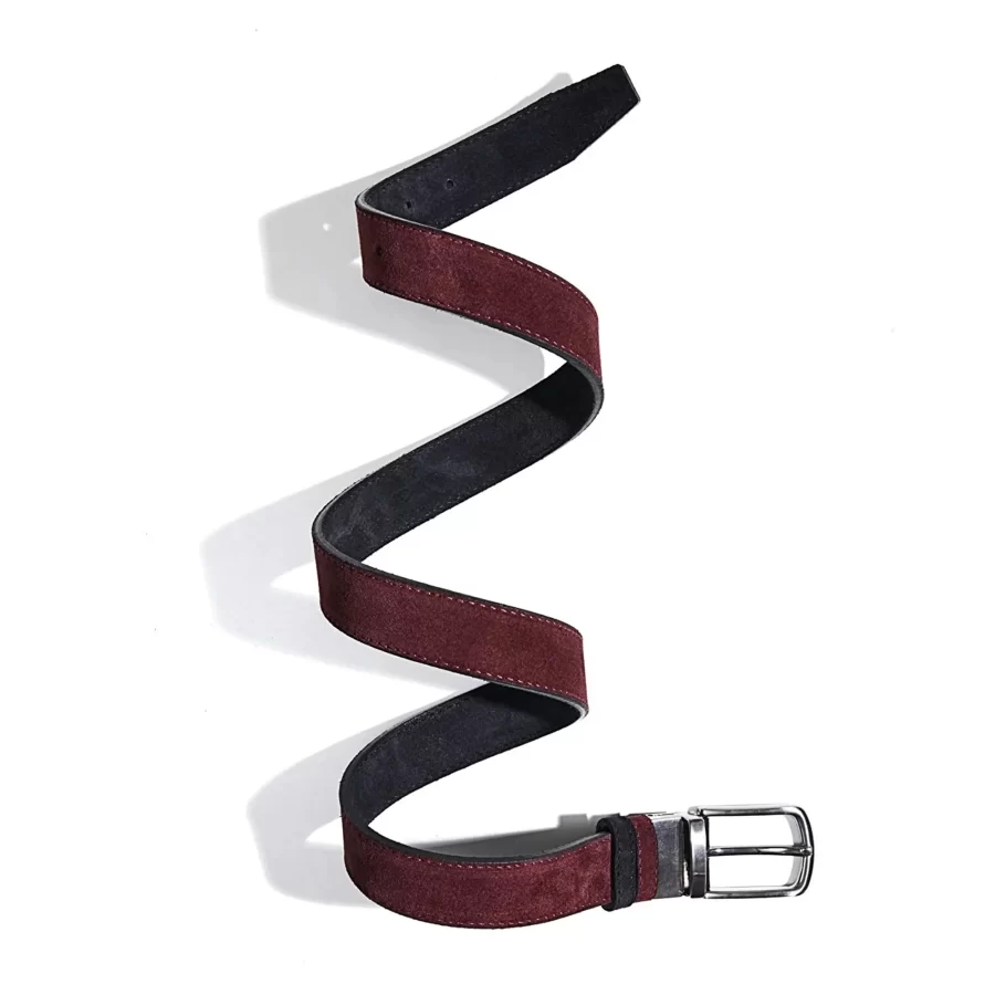 Double Sided Belt Mens Burgundy Suede Suede Leather 14