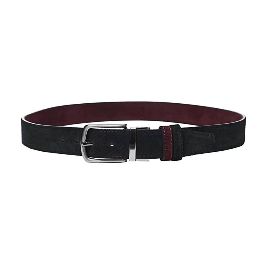 Double Sided Belt Mens Burgundy Suede Suede Leather 16